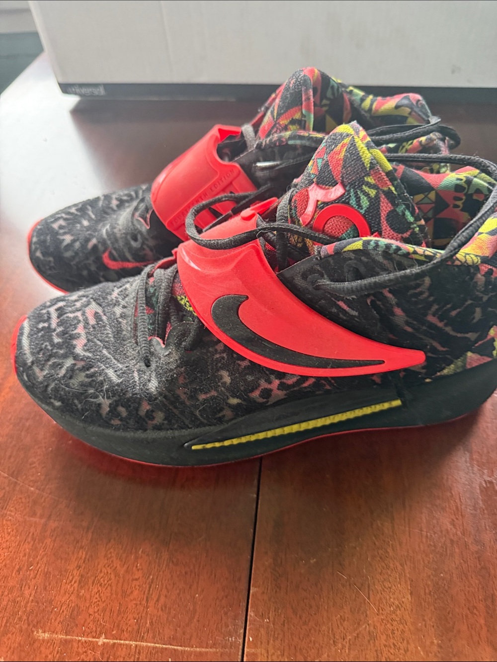 Nike Kevin Durant Black Sneakers with Red Strap and Multicolor Lining